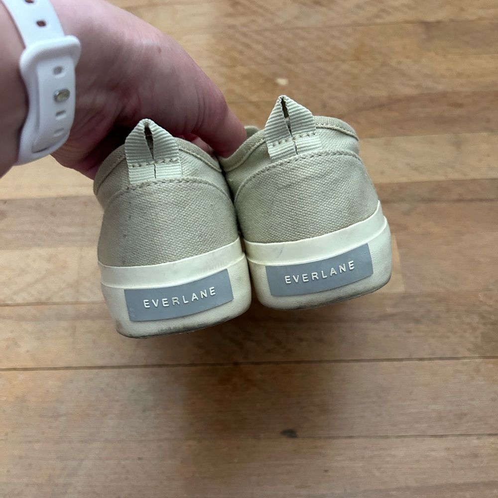 Everlane The Forever Sneaker Women Size 6.5 Tan Cream White Canvas Lace-up Shoes - Picture 7 of 8